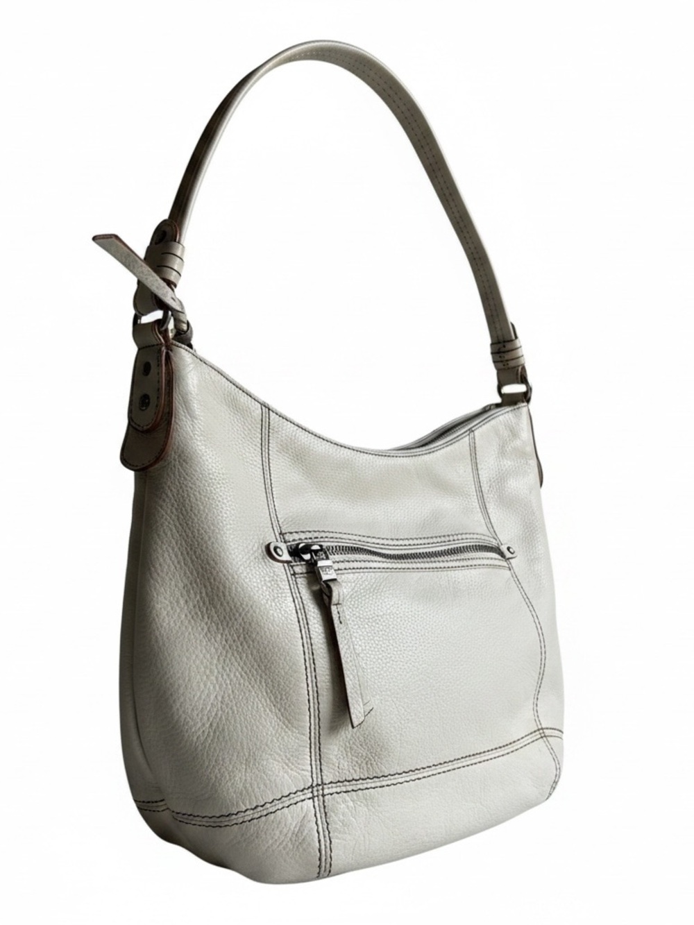 The Sak Ivory Pebbled Leather Hobo Shoulder Bag Multi Color Print Lining
